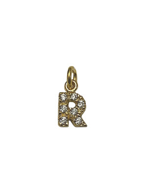 LETTERINA "R" ZIRCONI GOLD